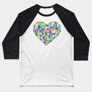 Multi-colour Pastel Crystal Heart Baseball T-Shirt